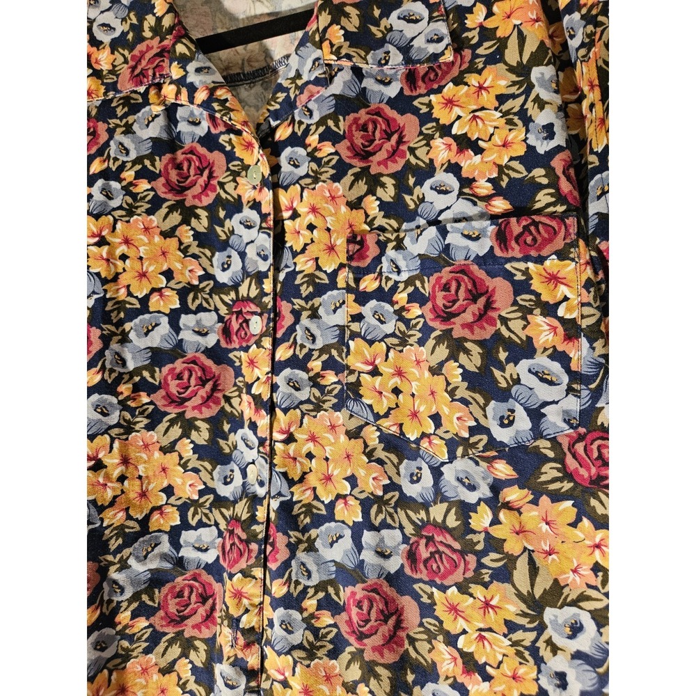 VTG Bechamel Shirt Women's 2XL Colorful Floral Tropical‎ Button Up